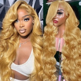 24 Inch Honey Blonde HD Lace Front Wig Human Hair Pre Plucked Body Wave Blonde Lace Front Wigs Human Hair With Baby Hair 200% Density Honey Blonde Wig Human Hair 13x4 Lace Frontal Wigs