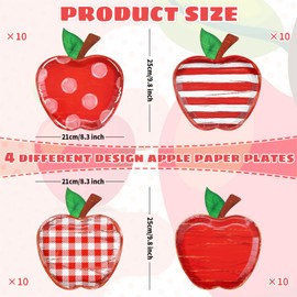 FYSUIMU 40Pcs Back to School Apples Paper Plates 4 Designs First Day of School Disponsable Plates Dinner Dessert Plate Decoration for Party Supplies