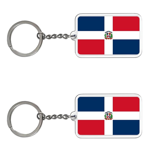 FHZJKJX 2 Pack Dominican Flag Keychain Key Ring-(Dominican)