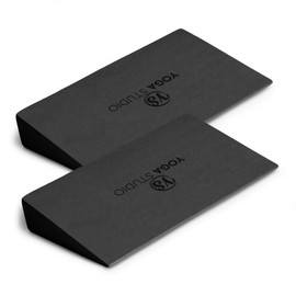 Yoga Studio EVA Yoga Wedge Blocks - 2 Pack (Pair) | Slant Board Twin Pack | Calf Stretcher | Lightweight EVA Foam | Mini Half Wedges | Non Slip Yoga Wedge for Wrists and Hands (Black)