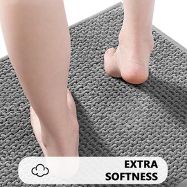 Darhoo Chenille Bathroom Mat: Absorbent Bath mat Non Slip 20"x32" Bathroom Rug - Machine Washable Bath Mats for Bathroom - Quick Dry Bathmat for Tub Washroom Floor Laundry Room (Grey, 20"x32")