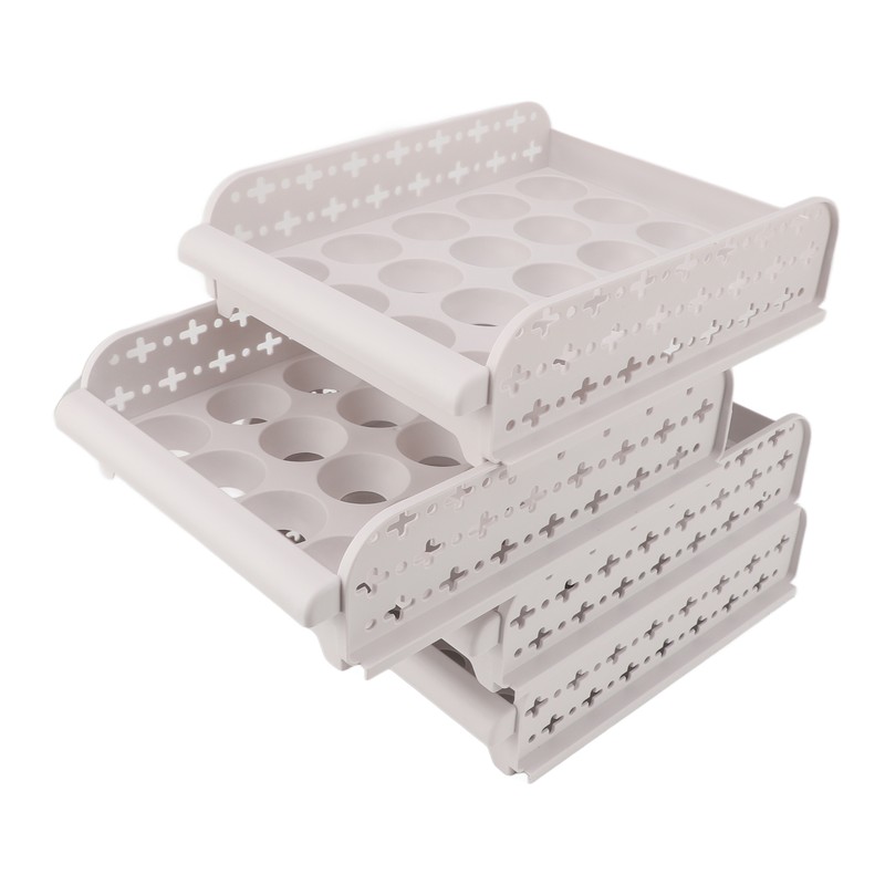 4PCS Egg Container for Refrigerator PP Stackable Shockproof Egg Drawer