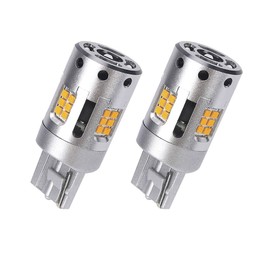 Turn Signal LED Bulb, T20, Single/Pinch Part, Common Item, Amber, Short Type, Cooling Fan, Built-In Canceller, Headlight Class, CSP1919 Chip, 3600 LM (1800 LMx2), 1700K, 27W, Non-Polarity, 2 Pieces