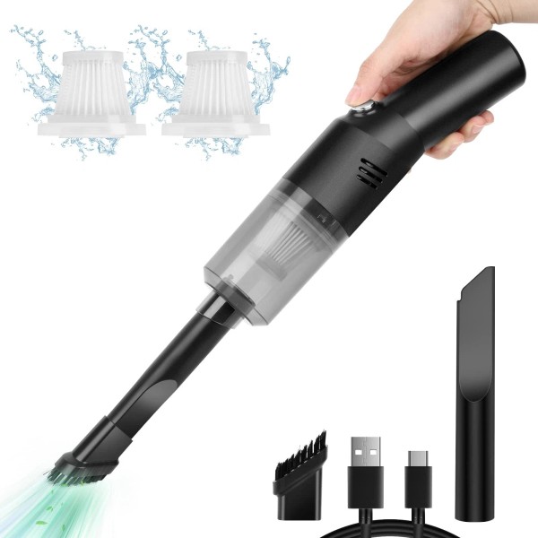 Portable Mini Car Vacuum Cleaner High Power Cordless400g Handheld Rechargeabl...