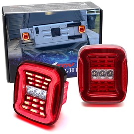 iJDMTOY Wrangler JL Style Dark Red Lens 4-in-1 Full LED Tail Light Assemblies Compatible with Jeep 1976-2006 CJ5 CJ7 CJ8 Wrangler YJ TJ