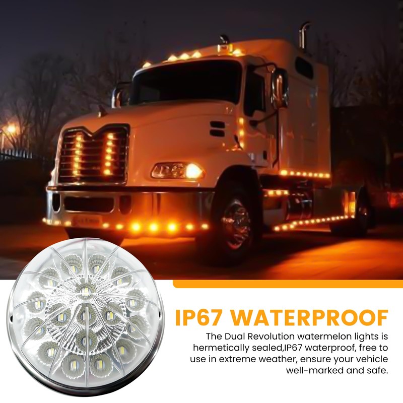 2PCS 17 LED Dual Revolution Amber Turn Signal & White