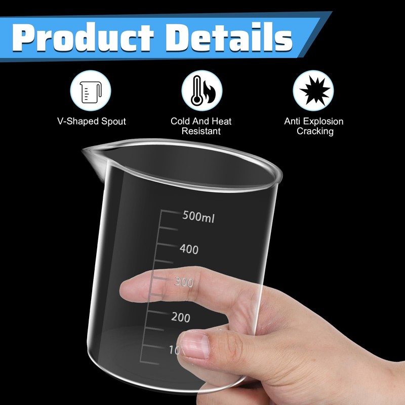 LXUEJIE 6 Pcs Plastic Graduated Beaker, 6 Sizes Transparent PP