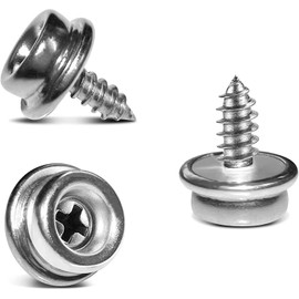 YeeBeny - 100 tornillos de acero inoxidable de grado marino de lona de acero inoxidable de 3/8 pulgadas de diámetro, broches para cubierta de barco, tornillo de tornillo a presión, hecho de materiales