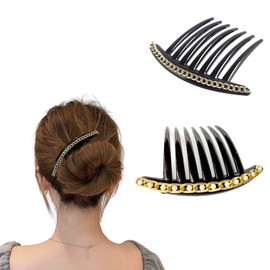 EZ_Peach Office DE Yuaii Wind, Rakuchin, Hair Arrangement, Recommended for Beginners, Pearl Diamond, Simple Design, Yaioi Roll Comb (2 Pieces) (B)