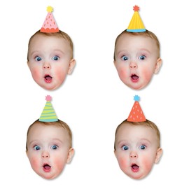 Big Dot of Happiness Custom Photo Party Time - Happy Birthday Party DIY Shaped Fun Face Cut-Outs - 24 Count