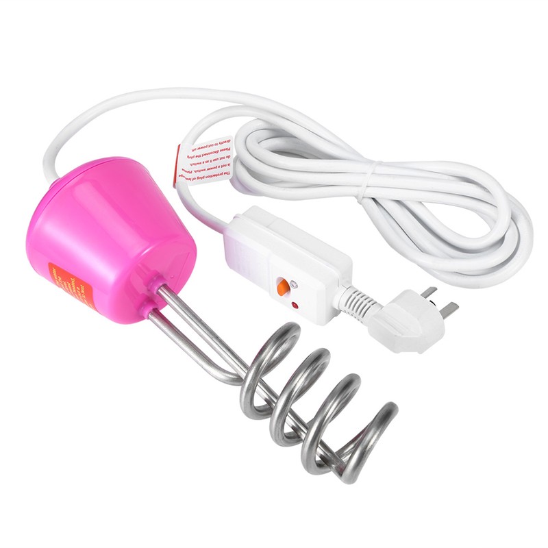 Electric Floating Immersion Water Heater Boiler with Digital Thermometer Pink