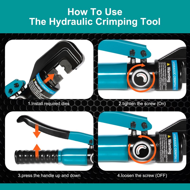 Brileine 10 Tons Hydraulic Crimping Tool with 9 Dies -