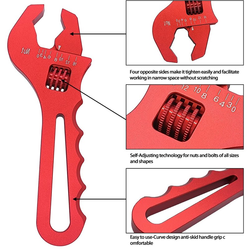 YSIL AN Adjustable Fitting Wrench Lightweight Spanner for 3AN-16AN Hose