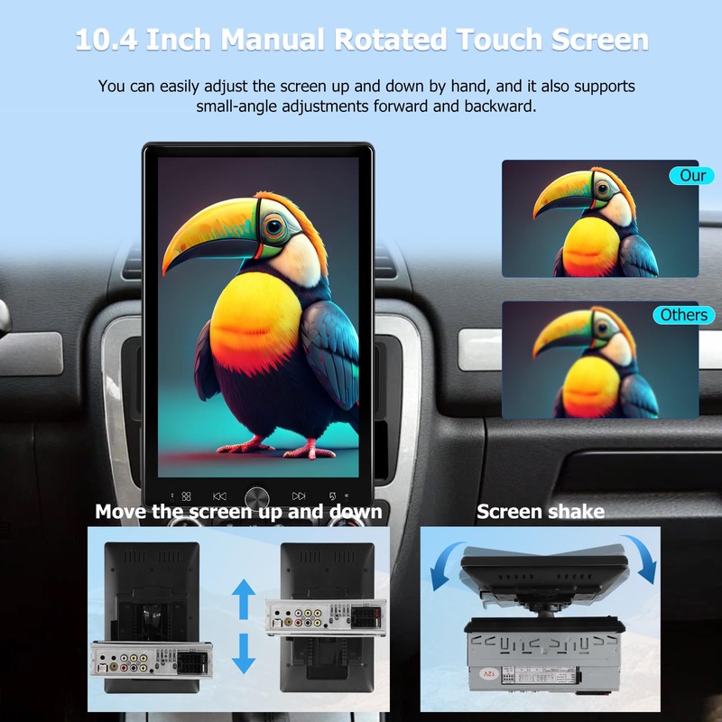 NHOPEEW 10.4 Inch Vertical Single Din Touchscreen Car Radio -