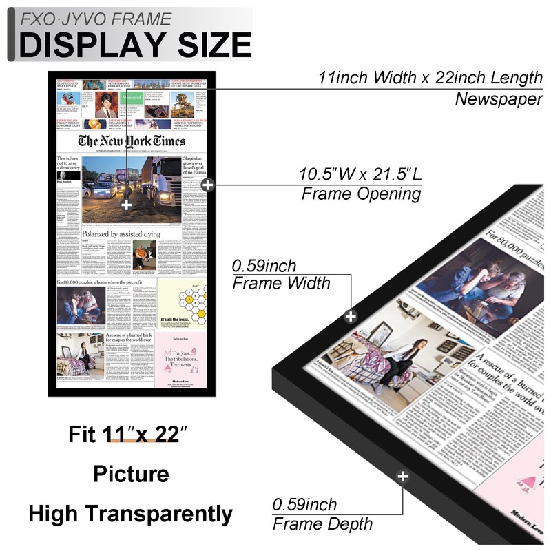 Fxojyvo 11x22 Newspaper Frame Set of 3, Display 11 x