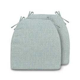 Naga Bahna Chair Cushions for Dining Chairs - Olefin Thickened 2" Kitchen Chair Pads with Ties and Non-Slip Backing, D-Shaped Memory Foam Seat Cushions 17'' x 16'', Set of 2, Green & Beige