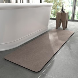 MontVoo -Bath Mat Rug-Rubber Non Slip Quick Dry Super Absorbent Thin Bathroom Rugs Fit Under Door-Washable Bathroom Floor Mats-Shower Rug for in Front of Bathtub,Shower Room,Sink Brown17 X59