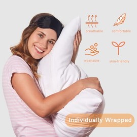 Paquete de 12 mascarillas para dormir con los ojos vendados, para juegos de equipo, viajes, fiestas de dormir, con correa ajustable, para mujeres, hombres y niños, color negro