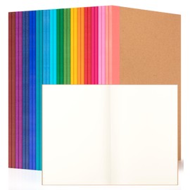 30 Pack Blank Composition Notebook Journals Bulk, A5 Unlined Paper Notebook, Kraft Cover with Rainbow Spines, 8.3”x 5.5”, 15 Colors 60 Pages for School Office Travel