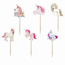Colorful fun Pets Sloths Cats Dogs Butterflies Cupcake Toppers. Set of 12. (Unicorns)