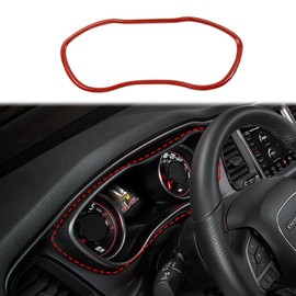 Korlot Red Carbon Fiber Dash Panel Trim Dashboard Cover Frame for Dodge Challenger 2015-2023