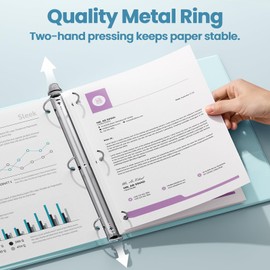 SUNEE 3 Ring Binder 1.5 Inch 2 Pack, Clear View Binder Three Ring PVC-Free (Fit 8.5x11 Inches) for School or Office Supplies, Blue