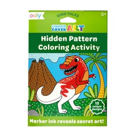 Ooly Undercover Art Hidden Pattern Coloring Activity Art Cards - 12 Unique and Fun Designs, Non-Toxic, Kids Coloring Activity Kit for Travel & Spring Fun, Ages +6 - Dino Tales