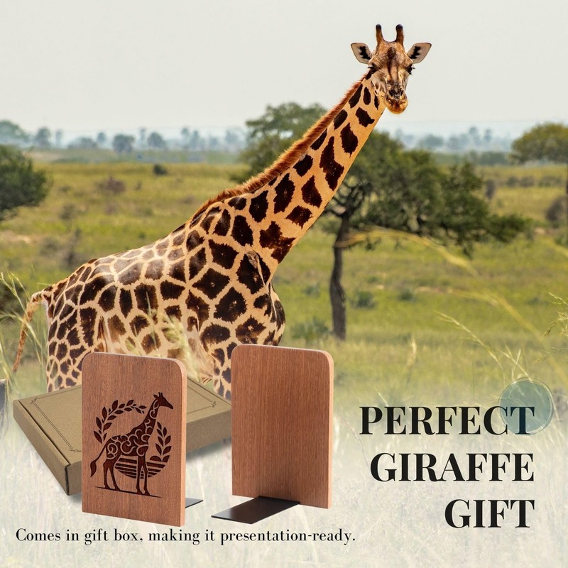Giraffe Gifts, Giraffe Bookends - Heavy Duty Iron & Ebony