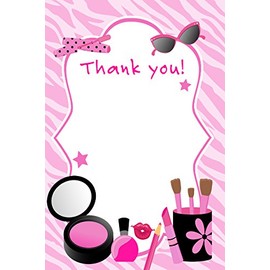 30 Hot Pink Glamour Diva Girl Birthday Party Blank Thank You Cards + 30 White Envelopes