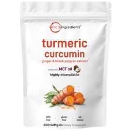 Turmeric Curcumin Supplement with Black Pepper & Ginger 3,000mg, 300 MCT Oil Softgels | 95% Curcuminoids | High Absorption | Healthy Joint Support for Men & Women | Non-GMO