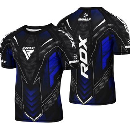 RDX IMMAF Approved Half Sleeves Compression T-Shirt Flexible Men Shirt for Competition Level and Training Sessions Blue