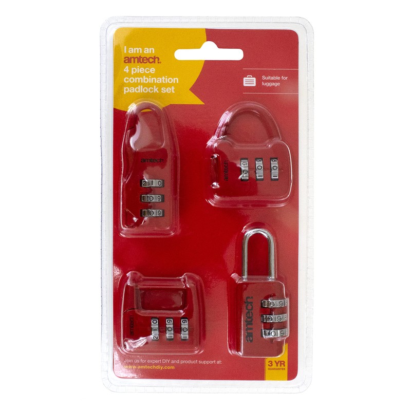 Amtech T1153 4 Piece Combination Padlock Set