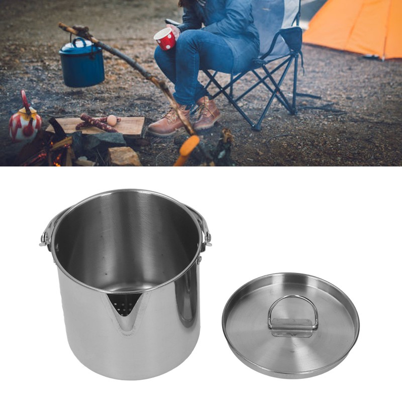 1.2L Stainless Steel Camping Kettle Portable Teapot Coffee Pot Outdoor