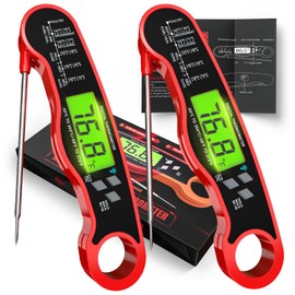 Digital Meat Thermometer for Cooking - IP67 Waterproof Kitchen Thermometer with Backlight and Hold, Fast Instant Read Food Thermometer, Candy Making, Outside Grill, Stocking Stuffers for Men-2 Pack