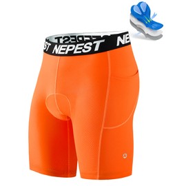 Nepest Men's 4D Padded Bike Shorts Cycling Underwear Padding Bicycle Mountain Biking MTB Liner Riding Gear Orange/Orange,XXL