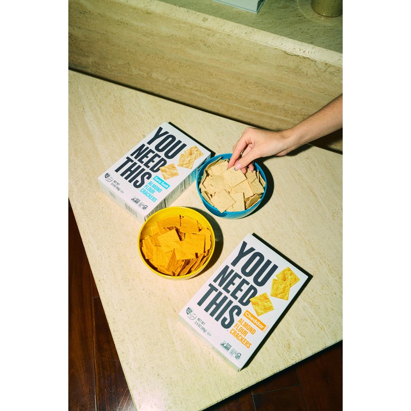 YOU NEED THIS Cheddar Almond Flour Crackers, 3.5 Ounce Boxes