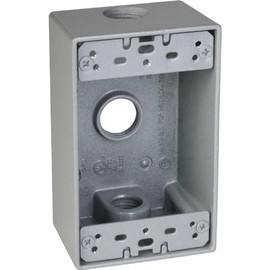 TayMac SB350S Weatherproof Box, 1-Gang, (3) 1/2-Inch Outlets, Gray