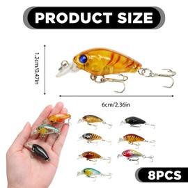 Fishing Lure Set, 12Pcs Fishing Bait Pike Lures 3D Fishings Lure Vivid Floating Hard Baits with Treble Hooks for Angling Enthusiast, Fishings Lures for Sea Lake Pike Perch Trout