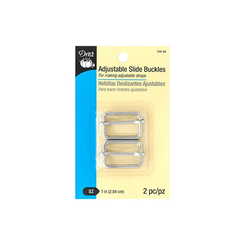 Dritz 726-65 Adjustable Slide Buckles for 1-Inch Straps, Nickel 2-Count