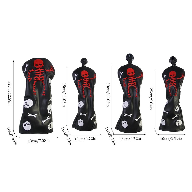 Wood Golf Club Covers - Golf Headcovers Protector Skeleton Pattern
