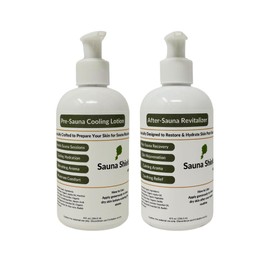 Sauna Shield Pre-Sauna Cooling Lotion & After-Sauna Revitalizer Cream Set (8 fl. Oz Each) – Ultimate Skin Hydration & Recovery for Sauna Sessions - Made with Organic Ingredients