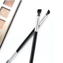 WanFengXue 5 Pieces Duo Eyebrow Brush 2 in 1Angled Eye Brow Brush with Spoolie Brush 14cm Black Mini Eyelash Brush for Tinting Angled Eyebrow