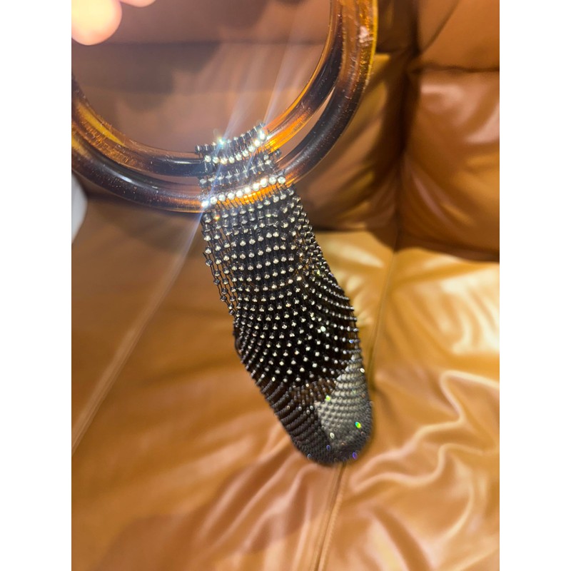 Munyee Hua Rhinestone Wine Bottle Holder Bag, Crystal Mesh Evening