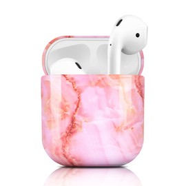 Newseego Case Compatible with AirPods 1 & 2, Stylish Shiny Marble AirPods Case Hard PC Full Protection Airpods Case Portable Shockproof Case for AirPods 1 & 2 Charging Case Pink 2.