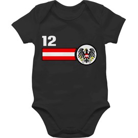 Shirtracer - Baby Bodysuit Boy Girl - 2024 Football European Championship Fan Item - 12th Man Austria Team, 1 black