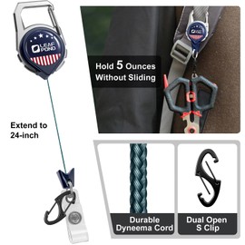 LEAF POND Fly Fishing Zinger: 3pc Retractor with 24" Dyneema Cord(5oz) & Badge Id Holder Strap. 3pc Retractable Coiled Lanyard 32", Gifts for Men's Key Chain & Keychain Accessories.