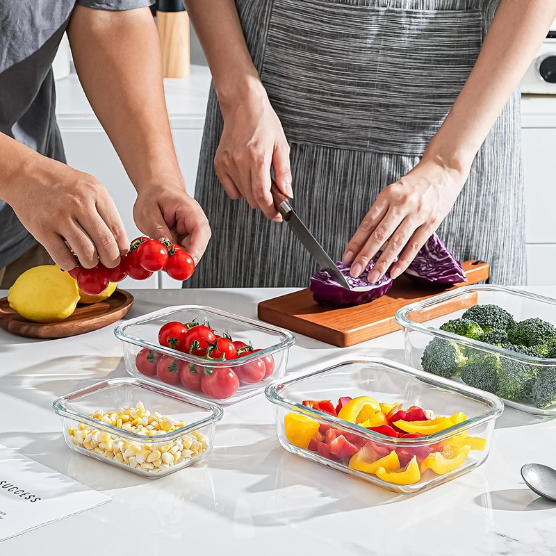 Pmssypl Glass Food Storage Containers with Airtight Locking Lids, 4-Piece