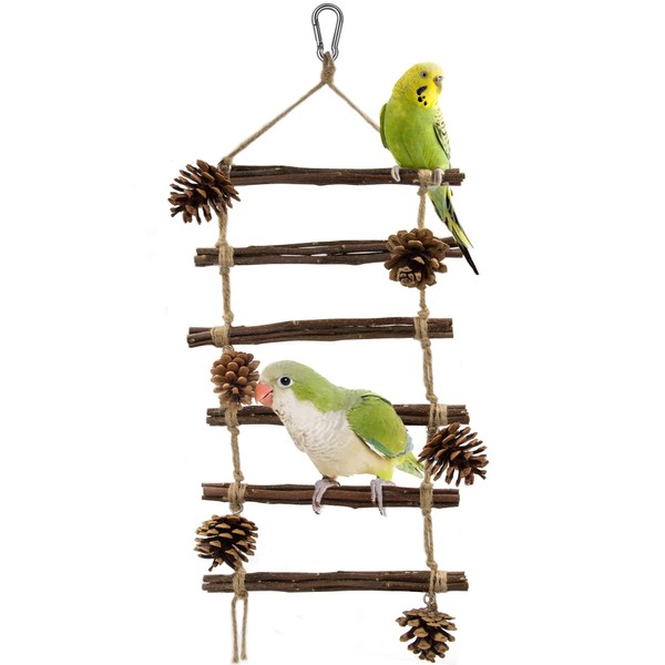 Jevnd Multi-Level Bird Ladder for Cage with Pinecone Chew Toys,