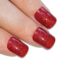Falsche Nägel Bling Art Rot Gelnägel 24 Squoval Kunstnägel Mittel Tipps mit Kleber