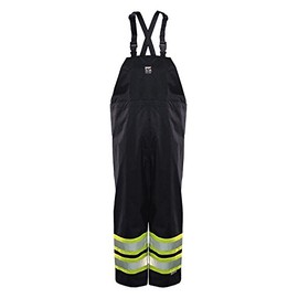 Viking Men's Open Road 150 Denier Trilobal Rip-Stop Hi-Vis Safety Rain Bib Pants, Black - 3XL